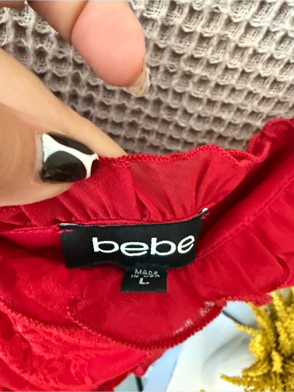 bebe Red Lace Ruffle Slip Dress - Picture 7 of 7